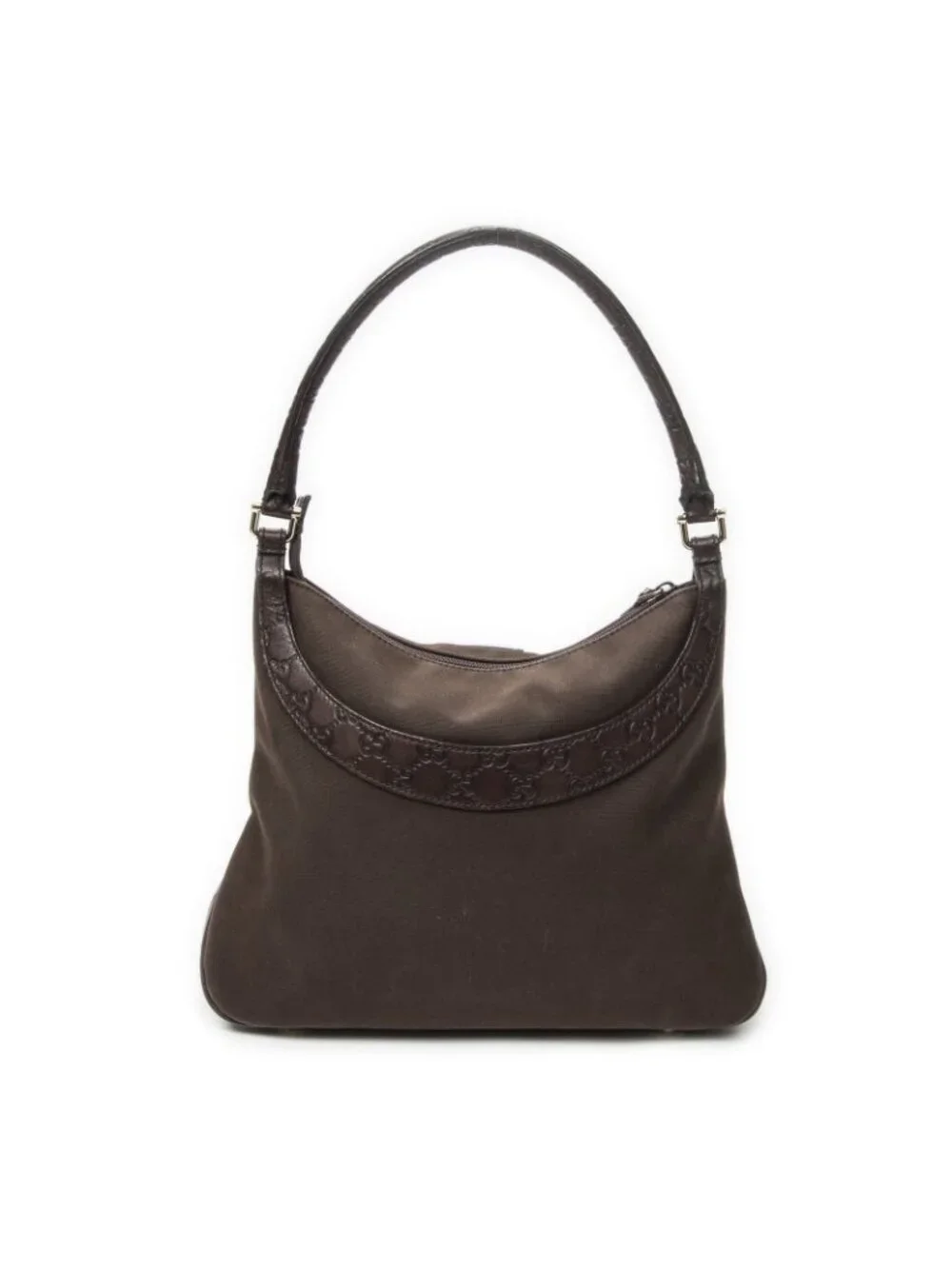 Gucci Zip Hobo Dark Brown Canvas